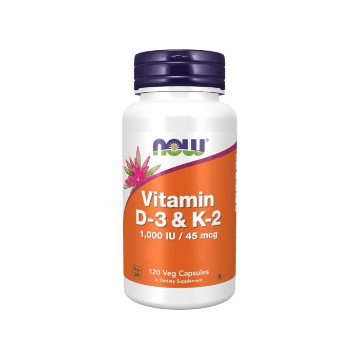 Now Foods, Vitamin D3 & K2, 1,000 IU, 120 Vegan Capsules